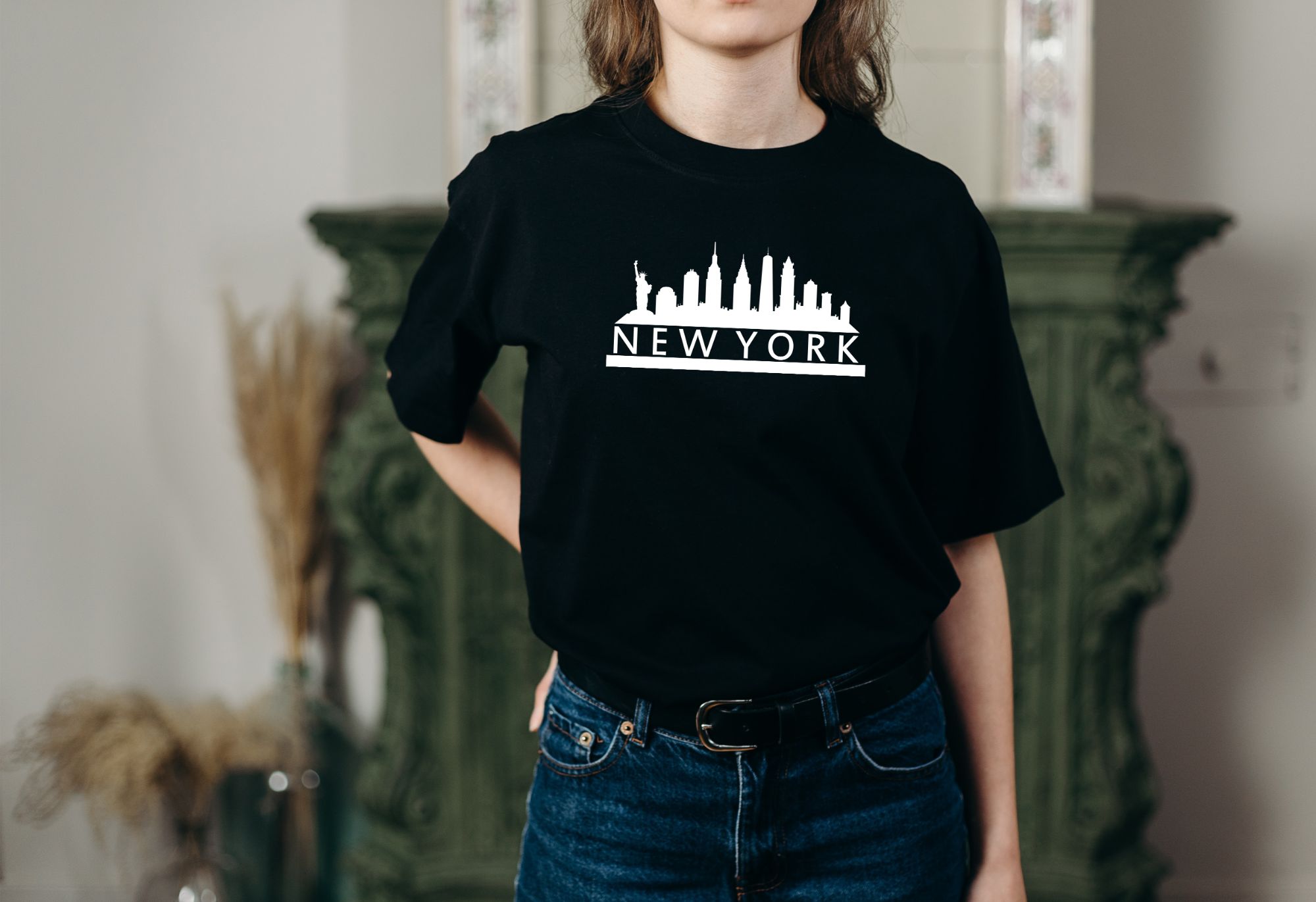 NEED CONTENT Person wearing a custom printed t-shirt